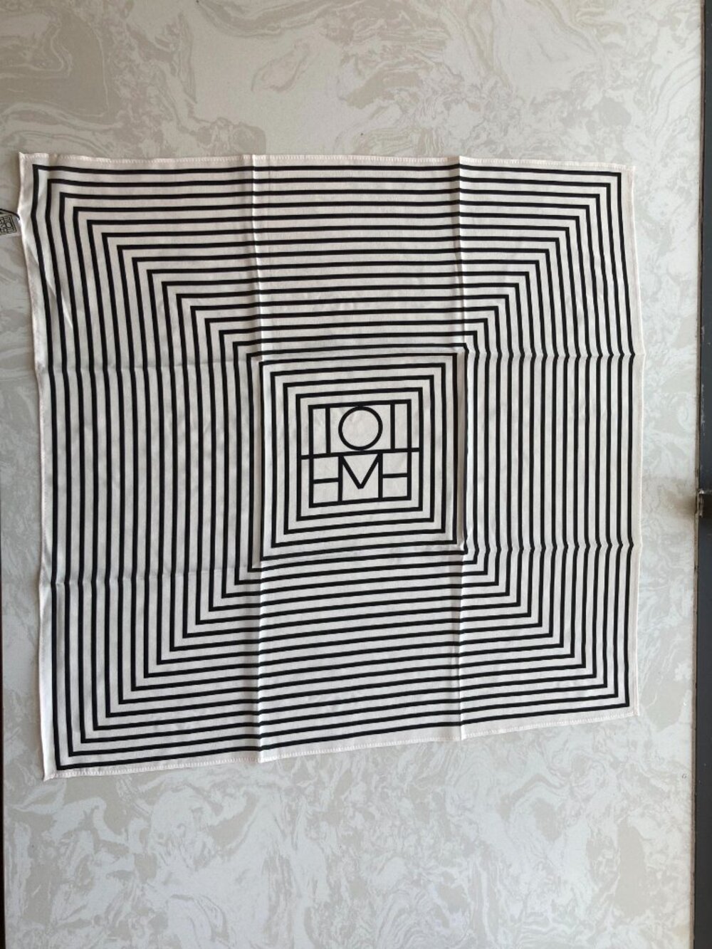 Toteme Silk Square Scarf Black White Geometric Logo Print